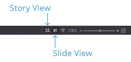 انتخاب حالت Story View و Slide View